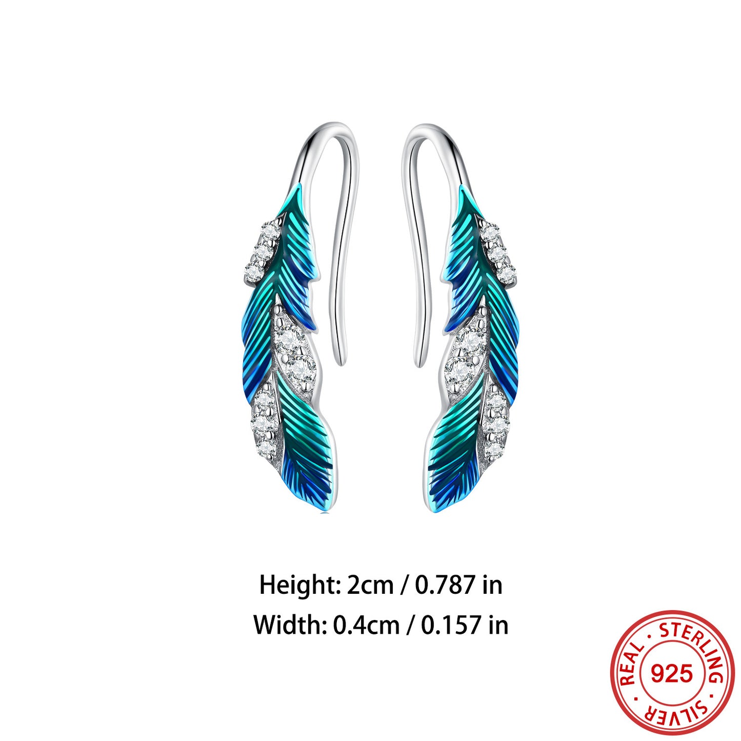 Sterling 925 Silver Feather Design Dangle Earrings - Cute Delicate Gift