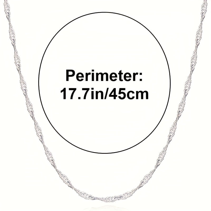 925 Sterling Silver Water Wave Chain Necklace - Classic Neck Jewelry Gift